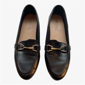 Black Loafers with Gold-tone Accent
